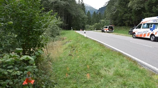 Unfallursache wird noch ermittelt: Nach einem Töffunfall auf der Strasse zwischen San Bernardino und Roveredo muss ein Mann ins Spital gebracht werden. 