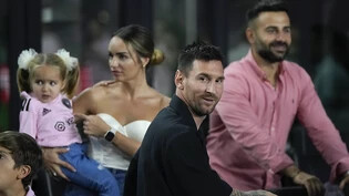 Verfolgte das Finalspiel des US Open Cups entspannt in der Stadion-Loge: Lionel Messi, derzeit am Bein verletzt