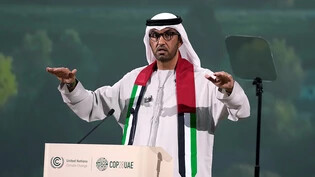 Sultan al-Dschaber, COP28-Präsident, spricht während einer Sitzung auf dem UN-Klimagipfel COP28 in Dubai. Foto: Kamran Jebreili/AP/dpa