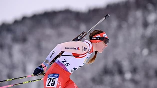 Lena Häcki-Gross brillierte letzten Samstag mit Platz 2 in der Verfolgung in Hochfilzen