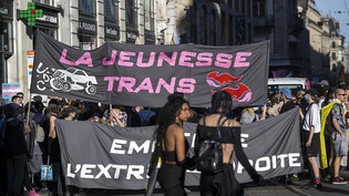 Gegen Transphobie und Rechtsextremismus gingen in Genf am Samstag rund 600 Menschen lautstark auf die Strasse.