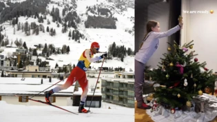 Unterschiedliches Wochenende: Jason Rüesch müht sich in der Loipe ab, Nino Schurter dekoriert mit seiner Tochter den Tannenbaum. 