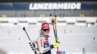 Amy Baserga, eine der Schweizer Trumpfkarten, am Montag beim Training zur Heim-WM in Lenzerheide