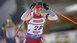 Platz 11 vor der Haustüre: Der Lokalmatadorin Aita Gasparin gelingt an der Biathlon-WM im abschliessenden Massenstart ein gutes Resultat