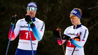 Dario Cologna und Laurien van der Graaff, hier im Jahr 2018 während eines Trainings in  Davos, wollen ein letztes Mal für Furore sorgen.