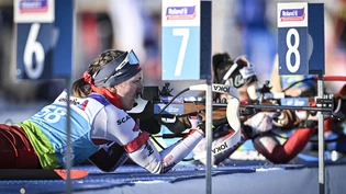 Lydia Hiernickel schafft es in ihrer neuen Sportart Biathlon auch dank einer sehr guten Schiessleistung erstmals aufs Podest.