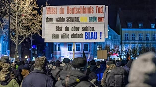 Vor einer Woche im ostdeutschen Cottbus: Zahlreiche Menschen nehmen am Montag an einer Demonstration unter dem Motto 
 «Die Ampel muss weg» teil. 