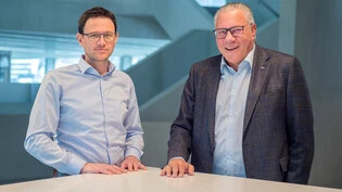 Die Spitze des Bündner Gewerbeverbandes mit Direktor Maurus Blumenthal (links) und Verbandspräsident Viktor Scharegg.