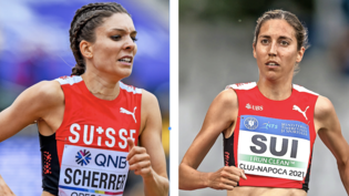 Zwei Schweizer Leichtathletik-Aushängeschilder: Chiara Scherrer (links, bei der diesjährigen WM) und Fabienne Schlumpf (bei der letztjährigen Team-EM) fordern einander am Schlosslauf gegenseitig heraus.