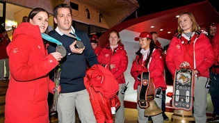 Olympia-Silber: Jenny Perret und Martin Rios, hier bei ihrem Empfang im Swiss House in Pyeongchang, werden morgen nun auch in Glarus geehrt. 