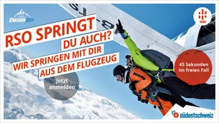 Ja, Du hast richtig gelesen - Am Samstag, 7. März springen die Moderatoren von Radio Südostschweiz mit Dir aus dem Flugzeug!