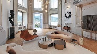 Visualisierungen im Schloss Zizers zeigen, wie die Wohnungen zukünftig aussehen können. Blick auf das erste Obergeschoss. 