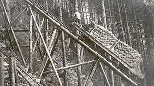 Steile Bergfahrt: Vom Herren in den Gandberg hinauf führt eine Standseilbahn, die auf einer Holzkonstruktion aufgebaut ist.