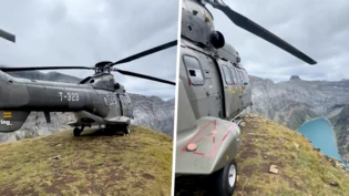 Spektakulärer Ausblick: Anfangs September landet ein Super-Puma der Schweizer Armee auf dem Muttenchopf.