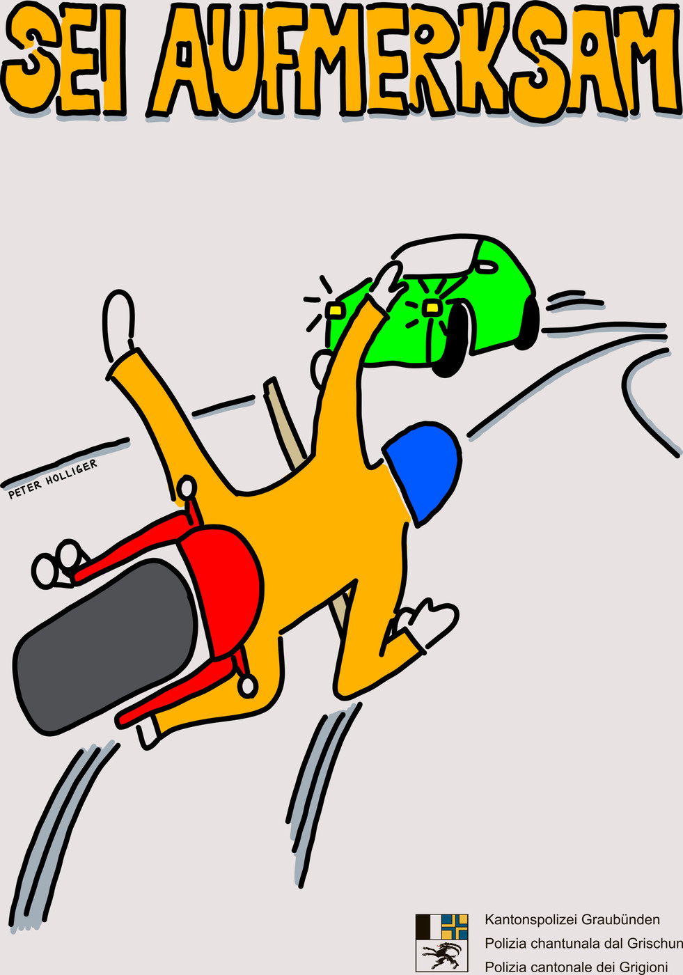  Sei aufmerksam: Ziel der Präventionskampagne ist es, das Sicherheitsdenken von und gegenüber Motorradlenkenden zu fördern.