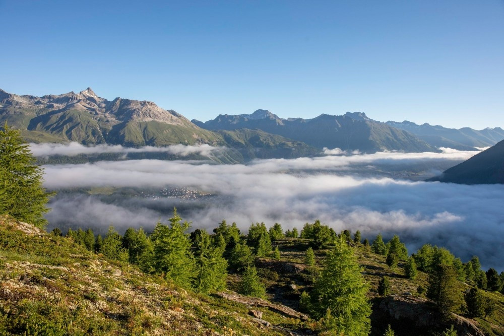 Schöne Aussicht: Die über fünfstündige Wanderung wird belohnt mit einer Aussicht über das Engadin. 